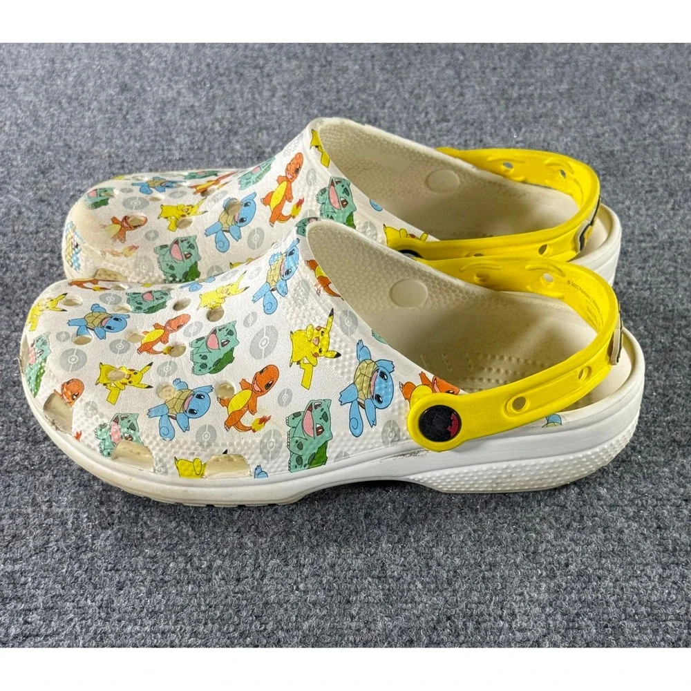 Crocs Classic Pokemon Clog Kids White Yellow Pikachu Squirtle Size M6‎ W8